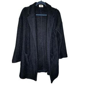 MARINE LAYER birdseye long cardigan black size medium